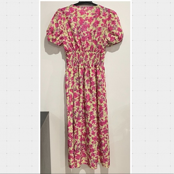 Shein Button Through Allover Pink and Yellow Floral Dress - Picture 5 of 11